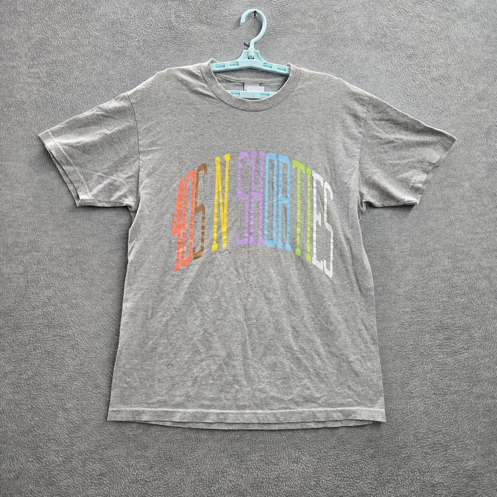 40s & Shorties Men Shirt L Gray Graphic Print Arc Text Short‎ Sleeve